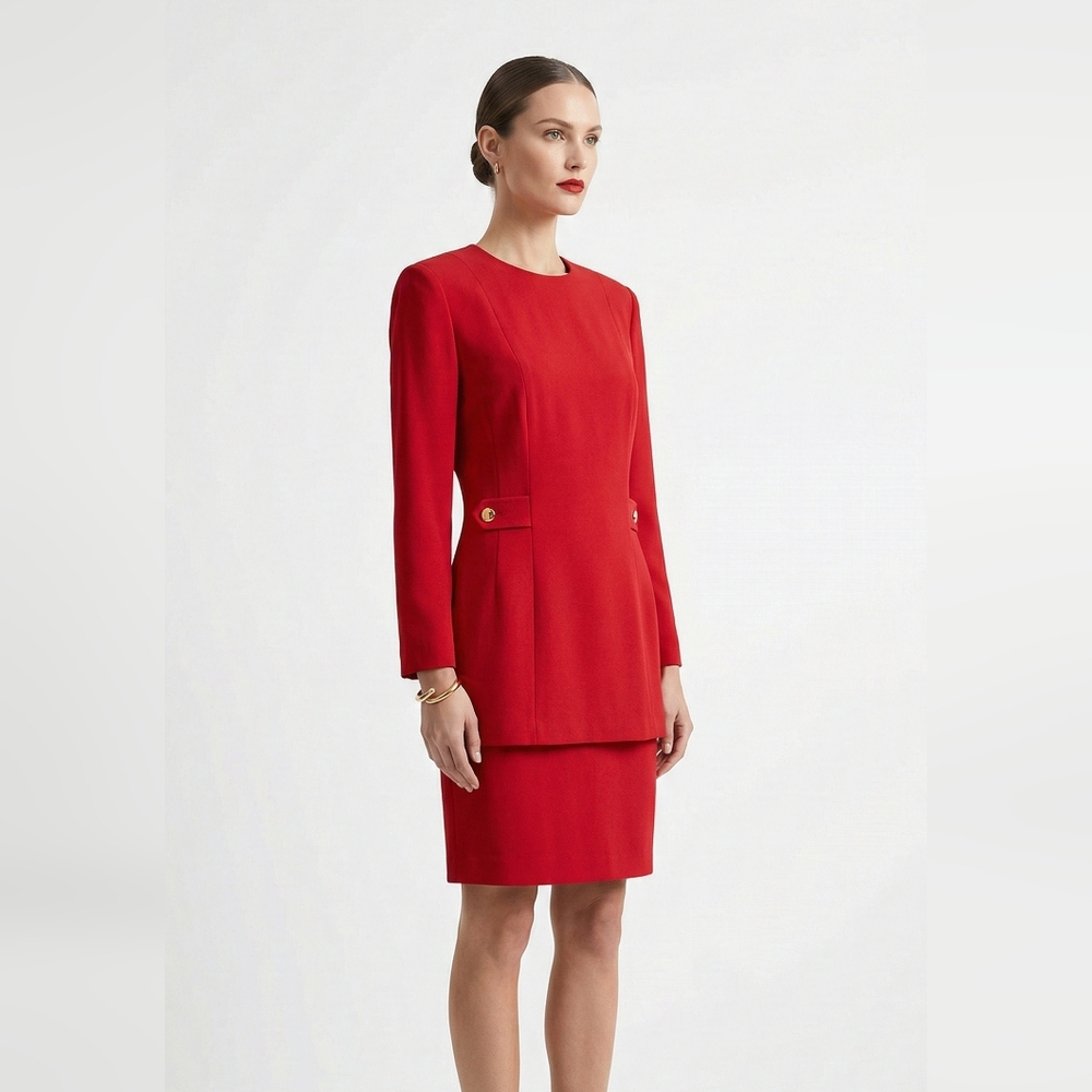 Vintage Lois Snyder Dani Max Dress Red Retro Office Layered 6